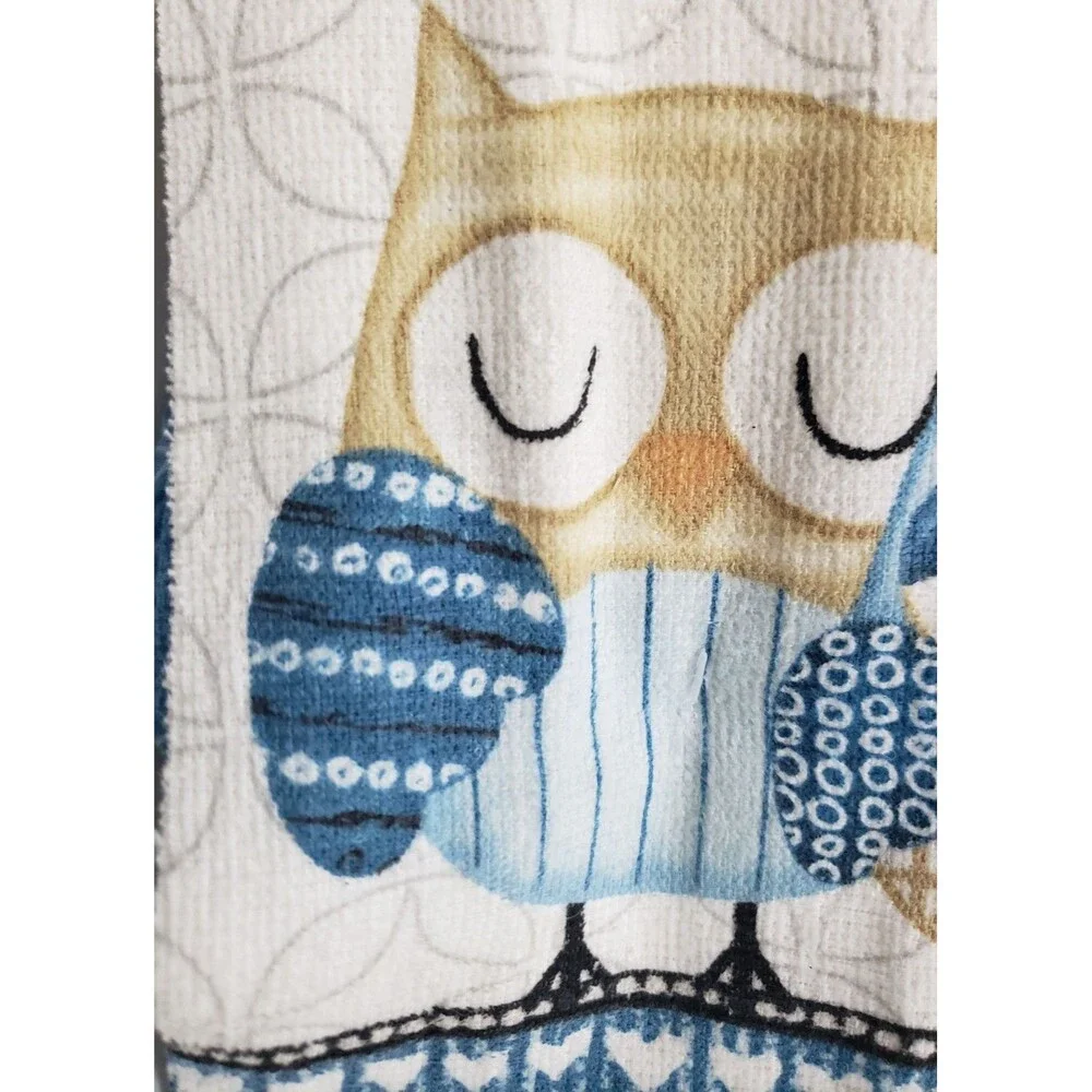 7pc Kitchen Set: 2 Pot Holders, 1 Oven Mitt, 2Dishcloths & 2 Towels,CUTE OWLS,MS